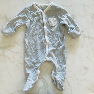 GUC Mori Soft Blue Striped Baby Footie